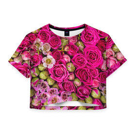 Женская футболка 3D укороченная с принтом Пылания страсти , 100% полиэстер | круглая горловина, длина футболки до линии талии, рукава с отворотами | желтый | красный | любовь | новинки | подарок | розы | сердце | текстура | тюльпаны | цветы