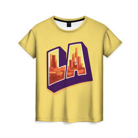 Женская футболка 3D с принтом Лос-Анджелес , 100% полиэфир ( синтетическое хлопкоподобное полотно) | прямой крой, круглый вырез горловины, длина до линии бедер | california | los angeles | usa | америка | калифорния | лос анджелес | сша