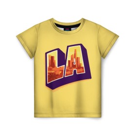 Детская футболка 3D с принтом Лос-Анджелес , 100% гипоаллергенный полиэфир | прямой крой, круглый вырез горловины, длина до линии бедер, чуть спущенное плечо, ткань немного тянется | Тематика изображения на принте: california | los angeles | usa | америка | калифорния | лос анджелес | сша