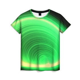 Женская футболка 3D с принтом Зеленые круги , 100% полиэфир ( синтетическое хлопкоподобное полотно) | прямой крой, круглый вырез горловины, длина до линии бедер | 