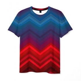 Мужская футболка 3D с принтом Zigzag pattern , 100% полиэфир | прямой крой, круглый вырез горловины, длина до линии бедер | абстракция | бумага | геометрия | грани | изгиб | линии | оптические | полигоны | полосы | постель | розовый | сочетания | текстура | треугольники