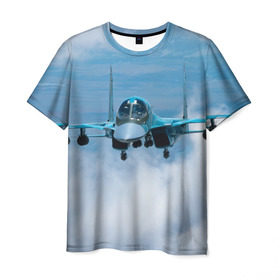 Мужская футболка 3D с принтом Су 34 , 100% полиэфир | прямой крой, круглый вырез горловины, длина до линии бедер | Тематика изображения на принте: самолет