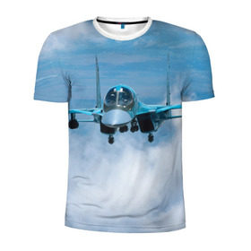 Мужская футболка 3D спортивная с принтом Су 34 , 100% полиэстер с улучшенными характеристиками | приталенный силуэт, круглая горловина, широкие плечи, сужается к линии бедра | самолет
