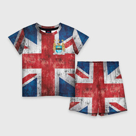 Детский костюм с шортами 3D с принтом Манчестер Сити ,  |  | Тематика изображения на принте: 3d | manchester city | new | английская премьер лига | англия | апл | болельщикам | британия | игра | лондон | манчестер | манчестер сити | новые | популярные | прикольные | футбол | футбольный клуб | эмблема