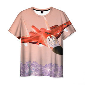 Мужская футболка 3D с принтом Су 34 абстракция , 100% полиэфир | прямой крой, круглый вырез горловины, длина до линии бедер | Тематика изображения на принте: самолет