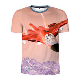 Мужская футболка 3D спортивная с принтом Су 34 абстракция , 100% полиэстер с улучшенными характеристиками | приталенный силуэт, круглая горловина, широкие плечи, сужается к линии бедра | Тематика изображения на принте: самолет