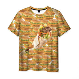Мужская футболка 3D с принтом Best food ever , 100% полиэфир | прямой крой, круглый вырез горловины, длина до линии бедер | burger | fast food | бургер | донер | фастфуд | шава | шаурма