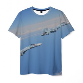 Мужская футболка 3D с принтом Боевой строй , 100% полиэфир | прямой крой, круглый вырез горловины, длина до линии бедер | самолет