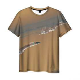 Мужская футболка 3D с принтом Ночной рейд , 100% полиэфир | прямой крой, круглый вырез горловины, длина до линии бедер | самолет