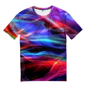 Мужская футболка 3D с принтом Цветной дым , 100% полиэфир | прямой крой, круглый вырез горловины, длина до линии бедер | 