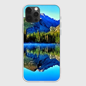 Чехол для iPhone 12 Pro с принтом Switzerland , силикон | область печати: задняя сторона чехла, без боковых панелей | kander valley | switzerland | вечер | вода | горы | деревья | зима | лес | огни | озеро | парк | подсветка | снег | швейцария