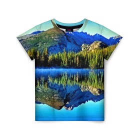 Детская футболка 3D с принтом Switzerland , 100% гипоаллергенный полиэфир | прямой крой, круглый вырез горловины, длина до линии бедер, чуть спущенное плечо, ткань немного тянется | kander valley | switzerland | вечер | вода | горы | деревья | зима | лес | огни | озеро | парк | подсветка | снег | швейцария