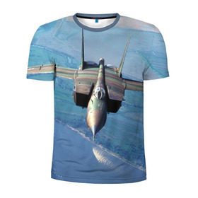 Мужская футболка 3D спортивная с принтом МиГ-31 , 100% полиэстер с улучшенными характеристиками | приталенный силуэт, круглая горловина, широкие плечи, сужается к линии бедра | Тематика изображения на принте: самолет
