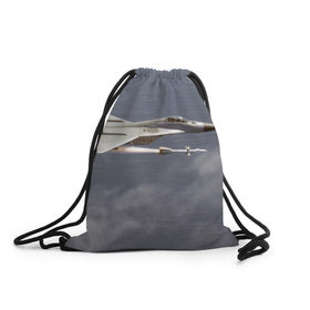 Рюкзак-мешок 3D с принтом Атака МиГ-29 , 100% полиэстер | плотность ткани — 200 г/м2, размер — 35 х 45 см; лямки — толстые шнурки, застежка на шнуровке, без карманов и подкладки | самолет