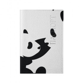 Обложка для паспорта матовая кожа с принтом Силуэт панд , натуральная матовая кожа | размер 19,3 х 13,7 см; прозрачные пластиковые крепления | бамбук | животное | медведь