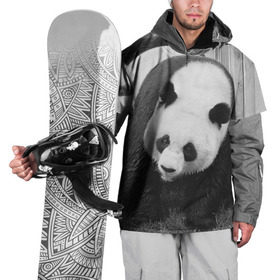 Накидка на куртку 3D с принтом Панды чб фото , 100% полиэстер |  | бамбук | животное | медведь