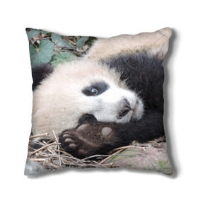 Подушка 3D с принтом Лапка панда , наволочка – 100% полиэстер, наполнитель – холлофайбер (легкий наполнитель, не вызывает аллергию). | состоит из подушки и наволочки. Наволочка на молнии, легко снимается для стирки | бамбук | животное | медведь