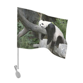 Флаг для автомобиля с принтом Большая уставшая панда , 100% полиэстер | Размер: 30*21 см | бамбук | животное | медведь