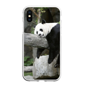 Чехол для iPhone XS Max матовый с принтом Большая уставшая панда , Силикон | Область печати: задняя сторона чехла, без боковых панелей | бамбук | животное | медведь