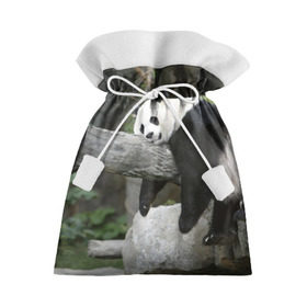 Подарочный 3D мешок с принтом Большая уставшая панда , 100% полиэстер | Размер: 29*39 см | бамбук | животное | медведь