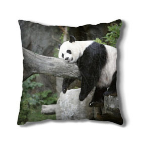 Подушка 3D с принтом Большая уставшая панда , наволочка – 100% полиэстер, наполнитель – холлофайбер (легкий наполнитель, не вызывает аллергию). | состоит из подушки и наволочки. Наволочка на молнии, легко снимается для стирки | бамбук | животное | медведь