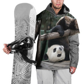 Накидка на куртку 3D с принтом Паркур панда , 100% полиэстер |  | бамбук | животное | медведь