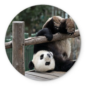 Коврик круглый с принтом Паркур панда , резина и полиэстер | круглая форма, изображение наносится на всю лицевую часть | бамбук | животное | медведь