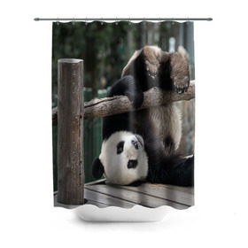 Штора 3D для ванной с принтом Паркур панда , 100% полиэстер | плотность материала — 100 г/м2. Стандартный размер — 146 см х 180 см. По верхнему краю — пластиковые люверсы для креплений. В комплекте 10 пластиковых колец | бамбук | животное | медведь