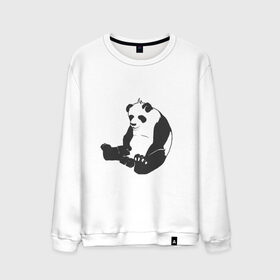 Мужской свитшот хлопок с принтом Задумчивый панда , 100% хлопок |  | Тематика изображения на принте: бамбук | животное | медведь