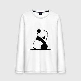 Мужской лонгслив хлопок с принтом Грустный панда , 100% хлопок |  | Тематика изображения на принте: бамбук | животное | медведь