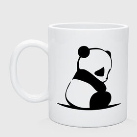 Кружка с принтом Грустный панда , керамика | объем — 330 мл, диаметр — 80 мм. Принт наносится на бока кружки, можно сделать два разных изображения | бамбук | животное | медведь