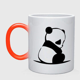 Кружка хамелеон с принтом Грустный панда , керамика | меняет цвет при нагревании, емкость 330 мл | бамбук | животное | медведь