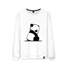 Мужской свитшот хлопок с принтом Грустный панда , 100% хлопок |  | Тематика изображения на принте: бамбук | животное | медведь
