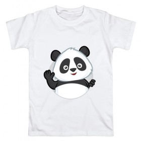 Мужская футболка хлопок с принтом Привет, я панда , 100% хлопок | прямой крой, круглый вырез горловины, длина до линии бедер, слегка спущенное плечо. | бамбук | животное | медведь