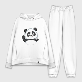 Женский костюм хлопок Oversize с принтом Привет, я панда ,  |  | бамбук | животное | медведь