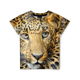 Детская футболка 3D с принтом Леопард , 100% гипоаллергенный полиэфир | прямой крой, круглый вырез горловины, длина до линии бедер, чуть спущенное плечо, ткань немного тянется | властелин | глаз | грация | животные | зверь | кот | кошачий | кошки | крупный | леопард | лес | млекопитающее | природа | пятна | рыжий | усатый | усы | фауна | флора | хищник | хозяин | царь джунгли