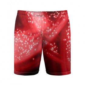 Мужские шорты 3D спортивные с принтом Звёздный шлейф ,  |  | абстракция | блеск | гламур | звёздочка | звёзды | красный | огни