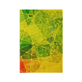 Обложка для паспорта матовая кожа с принтом Particles , натуральная матовая кожа | размер 19,3 х 13,7 см; прозрачные пластиковые крепления | желтый | зеленый | потертый | треугольники | яркий