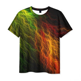 Мужская футболка 3D с принтом Цветные линии , 100% полиэфир | прямой крой, круглый вырез горловины, длина до линии бедер | молния | пестрый | разноцветный