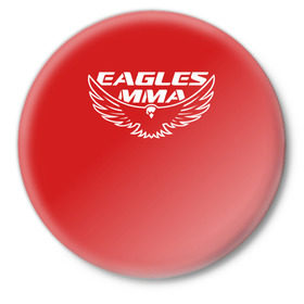 Значок с принтом Eagles mma ,  металл | круглая форма, металлическая застежка в виде булавки | Тематика изображения на принте: maa | ufc | бои | бойцы | дагестан | единоборства | мма | орел | хабиб нурмагомедов