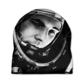 Шапка 3D с принтом Юрий Гагарин , 100% полиэстер | универсальный размер, печать по всей поверхности изделия | Тематика изображения на принте: первый космонавт