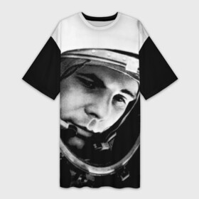 Платье-футболка 3D с принтом Юрий Гагарин ,  |  | первый космонавт