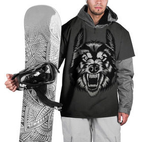 Накидка на куртку 3D с принтом Злой оскал волка , 100% полиэстер |  | аука | бирюк | волк | волчара | волчица | волчок | глаза | животное | животные | зверь | койот | млекопитающее | оскал | санитар леса | силуэт | татуировка | трафарет | уши | хищник | черный | шакал