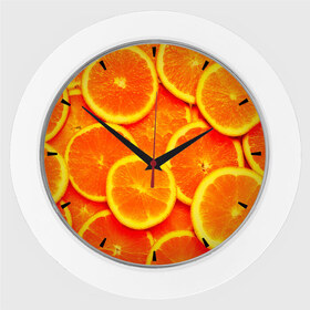Настенные часы с принтом Сочные апельсины ,  |  | апельсин | летние | сочные | цитрус | яркие