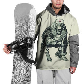 Накидка на куртку 3D с принтом Обезьяна с пистолетом , 100% полиэстер |  | звезда | пистолет | шапка | шимпанзе