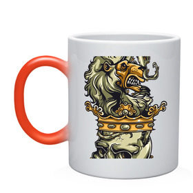 Кружка хамелеон с принтом Король лев , керамика | меняет цвет при нагревании, емкость 330 мл | король | корона | лев | скелет | череп