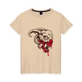 Женская футболка хлопок с принтом Монстр , 100% хлопок | прямой крой, круглый вырез горловины, длина до линии бедер, слегка спущенное плечо | дьявол | козел | кровь | монстр