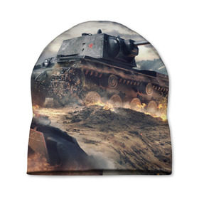 Шапка 3D с принтом Танк , 100% полиэстер | универсальный размер, печать по всей поверхности изделия | 9 мая | день победы | оружие | советский танк | танк | танковые войска