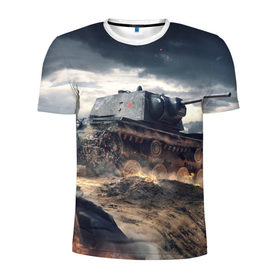 Мужская футболка 3D спортивная с принтом Танк , 100% полиэстер с улучшенными характеристиками | приталенный силуэт, круглая горловина, широкие плечи, сужается к линии бедра | 9 мая | день победы | оружие | советский танк | танк | танковые войска
