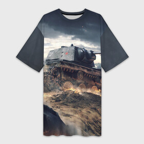 Платье-футболка 3D с принтом Танк ,  |  | 9 мая | день победы | оружие | советский танк | танк | танковые войска
